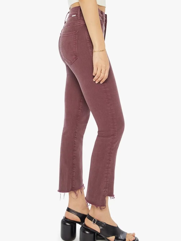Mother The Insider Frayed Step Hem Crop Bootcut Jeans In Mauve